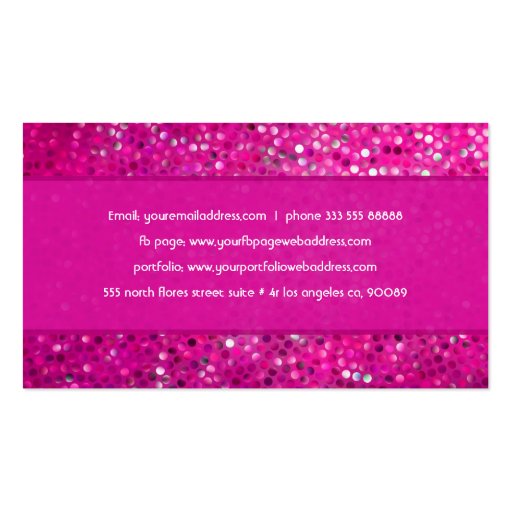 Pink Glitter Party Planner Business Card (back side)