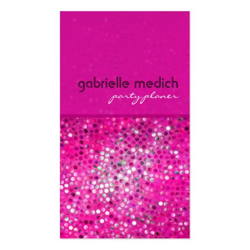Pink Glitter Party Planner Business Card (front side)
