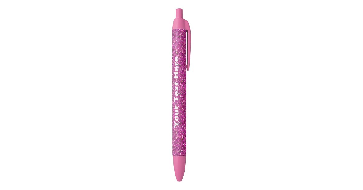Pink glitter pen with personalized custom text Zazzle