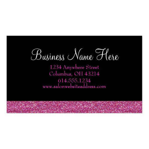 Pink Glitter Pretty Elegant Girly Business Cards (back side)