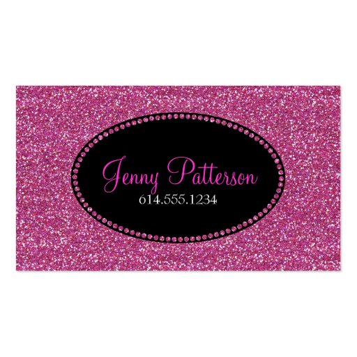 Pink Glitter Pretty Elegant Girly Business Cards (front side)
