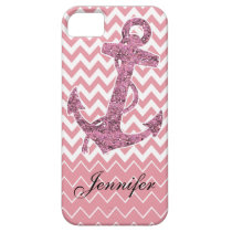 Pink Glitter Print Anchor Nautical Pink Case casemate cases