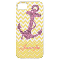 Pink Glitter Print Anchor Nautical Yellow Case casemate cases