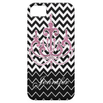 Pink Glitter Print Chandelier Black iPhone Case casemate cases