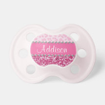 Pink Glitter Rhinestone Leopard BLING Pacifier