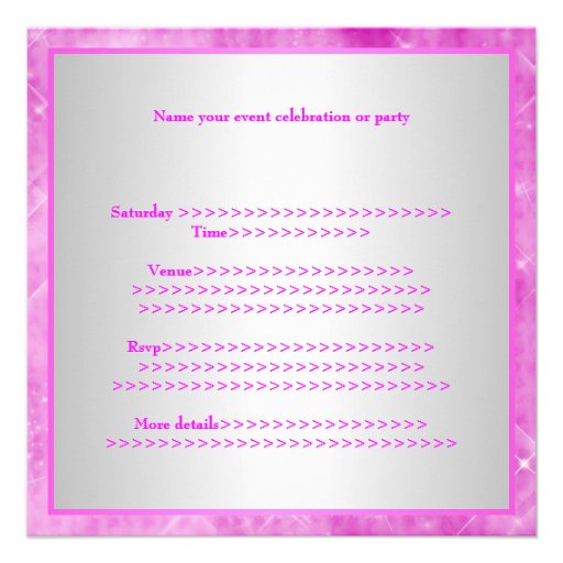 Pink Glitter Silver Lights 30th Birthday Party Announcements