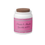 Pink glitter wedding favors candy jar at Zazzle