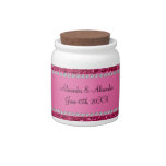 Pink glitter wedding favors candy jars at Zazzle