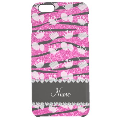 Pink glitter zebra stripes birthday cake balloon clear iPhone 6 plus case