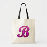 Pink Glittery Initial - B Canvas Bag