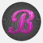 Pink Glittery Initial - B Round Stickers