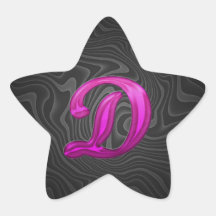 Pink Glittery Initial - D Star Sticker