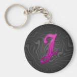 Pink Glittery Initial - J Keychain