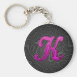 Pink Glittery Initial - K Keychain