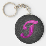 Pink Glittery Initial - T Keychain