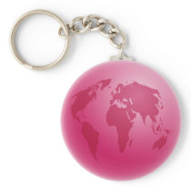 Pink Globe Keychain