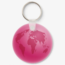 Pink Globe keychains