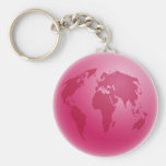 Pink Globe Keychain