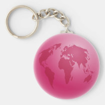 Pink Globe keychains