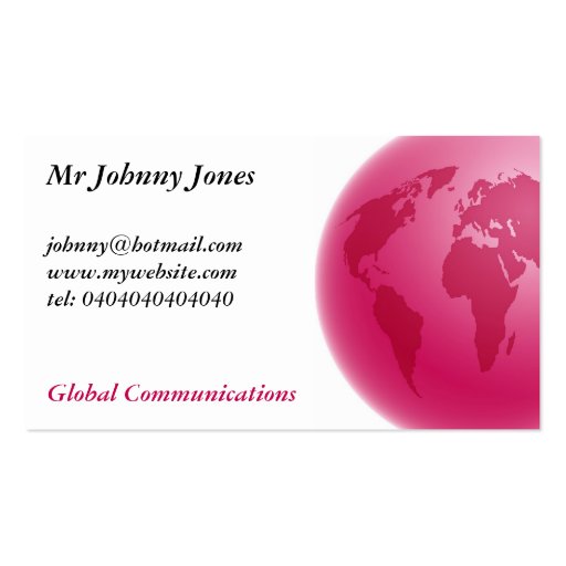 Pink Globe, Mr Johnny Jones Business Cards
