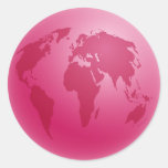 Pink Globe Round Sticker