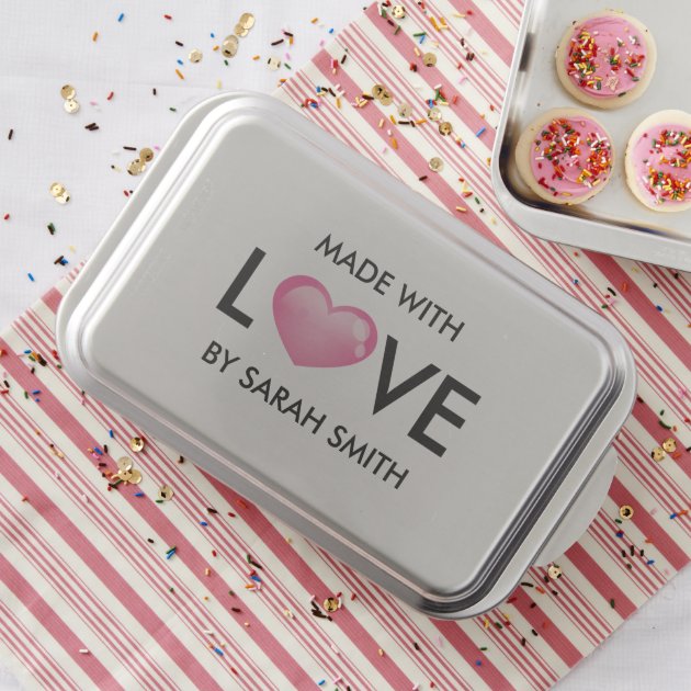 Pink Glossy Heart Made With Love Cake Pan-1