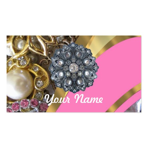 Pink & gold bling business card templates (front side)