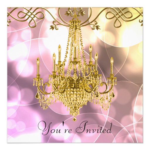 Pink Gold Chandelier All Occasion Party Custom Invite