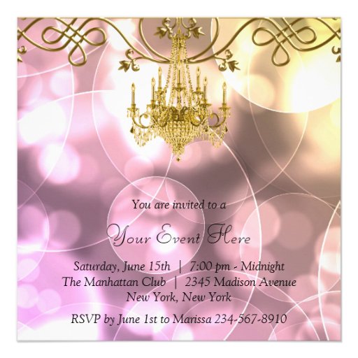 Pink Gold Chandelier All Occasion Party Custom Invite