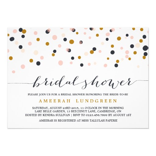 Pink & Gold Confetti Dots Bridal Shower Invitation