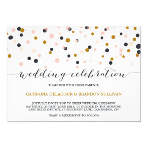 Pink & Gold Confetti Dots Wedding Invitation