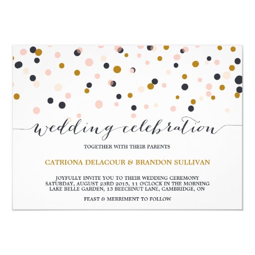Pink & Gold Confetti Dots Wedding Invitation Zazzle