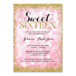 Pink Gold Faux Glitter Lights Sweet 16 Birthday Card