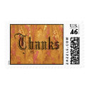 Pink & Gold Feathered Paint Swirl "Thanks" Postage postage
