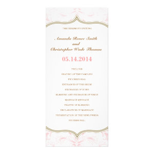 Pink & Gold Floral Wedding Program Personalized Rack Card