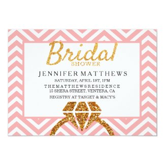 Pink Gold Glitter Bridal Shower Invitation 5" X 7" Invitation Card