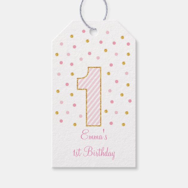 Pink & Gold Glitter Party Favor Tags Pack Of Gift Tags