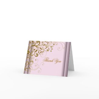 Pink Gold Jewel Gold Thank You Cards card