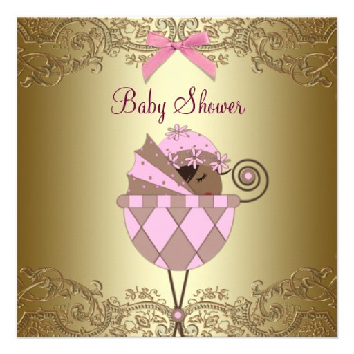 Pink Gold Lace Baby Girl Shower Invites