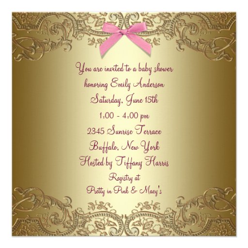 Pink Gold Lace Baby Girl Shower Invites