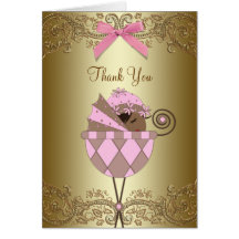 Pink Gold Lace Baby Shower Thank You Cards