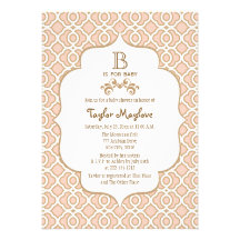 Pink Gold Moroccan Baby Girl Shower Invitations