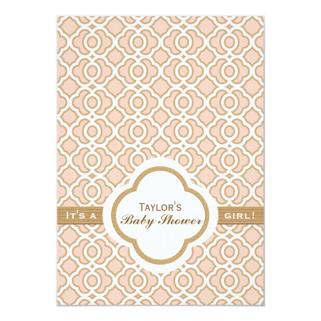 Pink Gold Moroccan Baby Girl Shower Invitations
