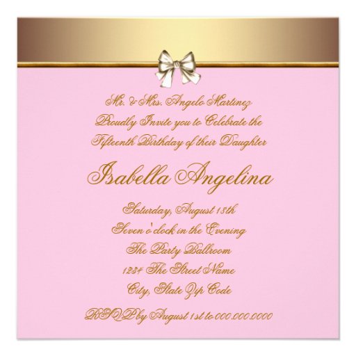 Pink Gold Photo Quinceanera Invitations