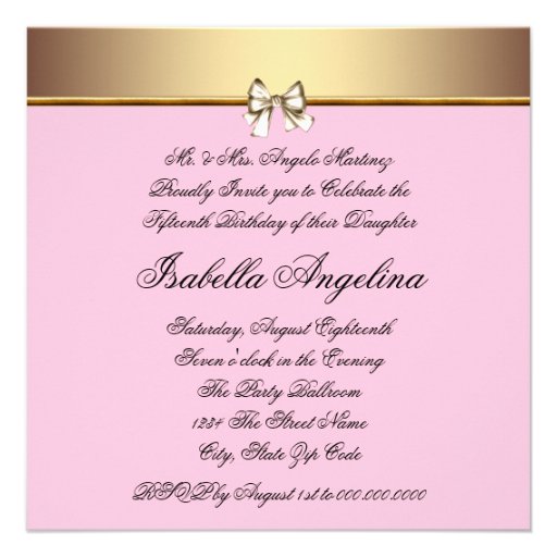 Pink Gold Photo Quinceanera Invitations