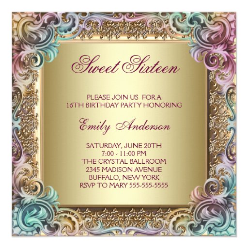 Pink Gold Photo Sweet Sixteen Birthday Party Custom Announcement