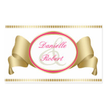 Pink & Gold Ribbon & Swirls Wedding Stickers