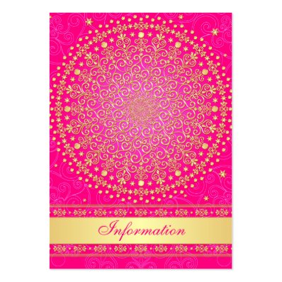 Pink, Gold Scrolls, Stars Wedding Enclosure Card Large Business Card