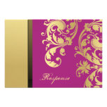 Pink Gold Shimmer Floral Wedding Response RSVP Custom Invites