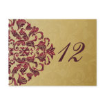 pink gold table numbers postcards